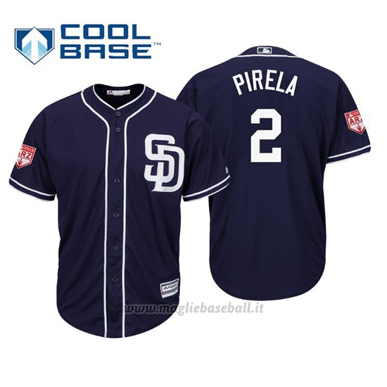 Maglia Baseball Uomo San Diego Padres Jose Pirela Cool Base Entrenamiento De Primavera 2019 Blu